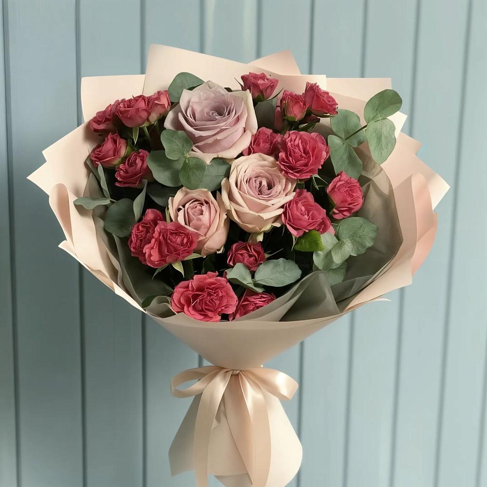 Букет цветов из: Гвоздики и Розы в Троицком Сахалинской области