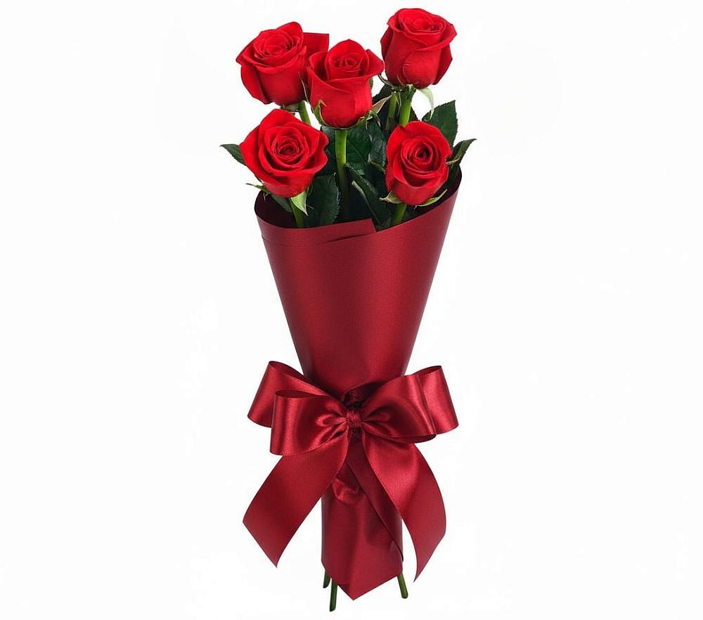 Букет 5 Красных роз Эдлесс Лав в Троицком Сахалинской области
