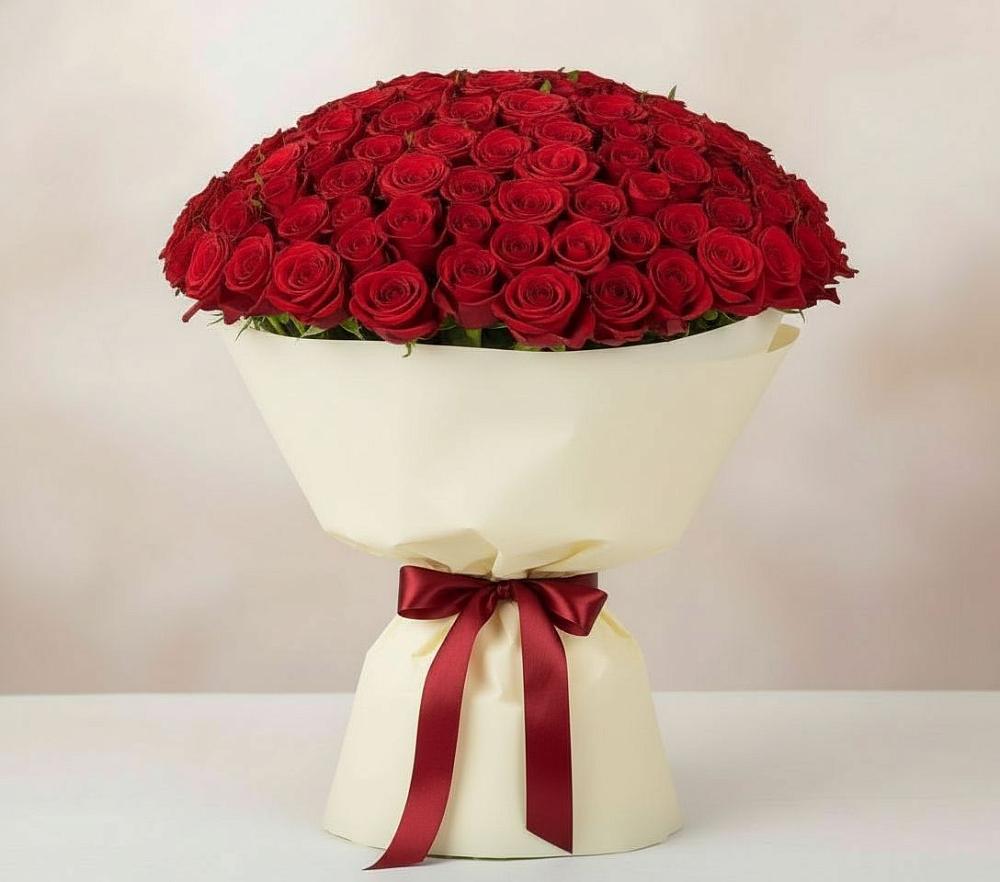 Букет 101 Красная роза Милано в Троицком Сахалинской области