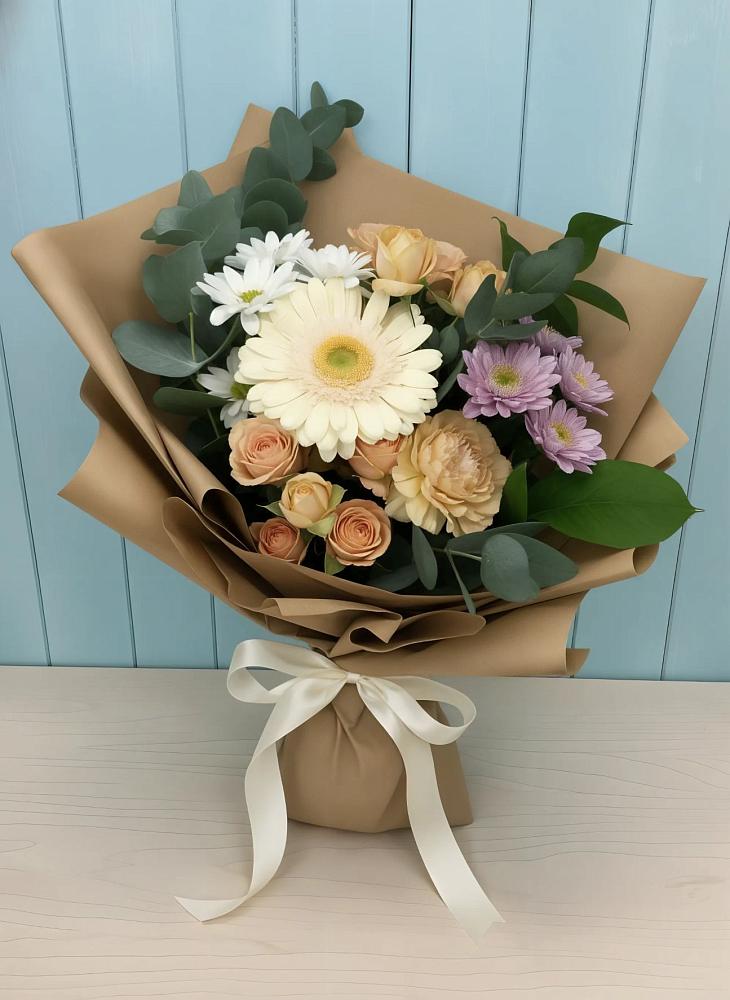 Букет цветов из: Герберы и Хризантемы в Троицком Сахалинской области