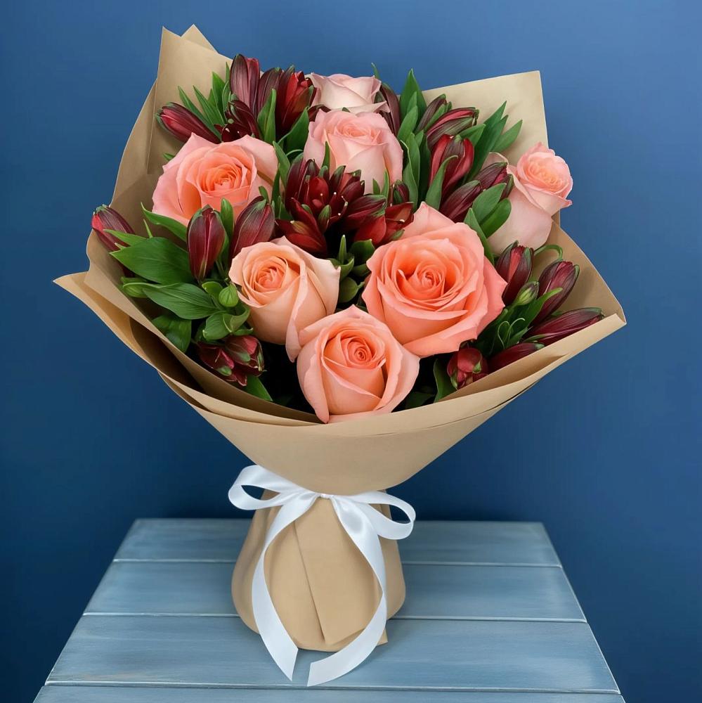 Букет цветов из: Розы и Альстромерии в Троицком Сахалинской области