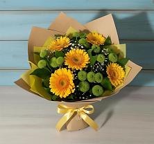 Букет цветов из:  Герберы и Хризантемы в Троицком Сахалинской области