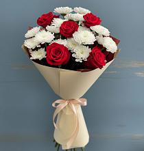 Букет цветов из:  Розы и Хризантемы в Троицком Сахалинской области