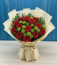 Букет цветов из:  Розы и Хризантемы в Троицком Сахалинской области