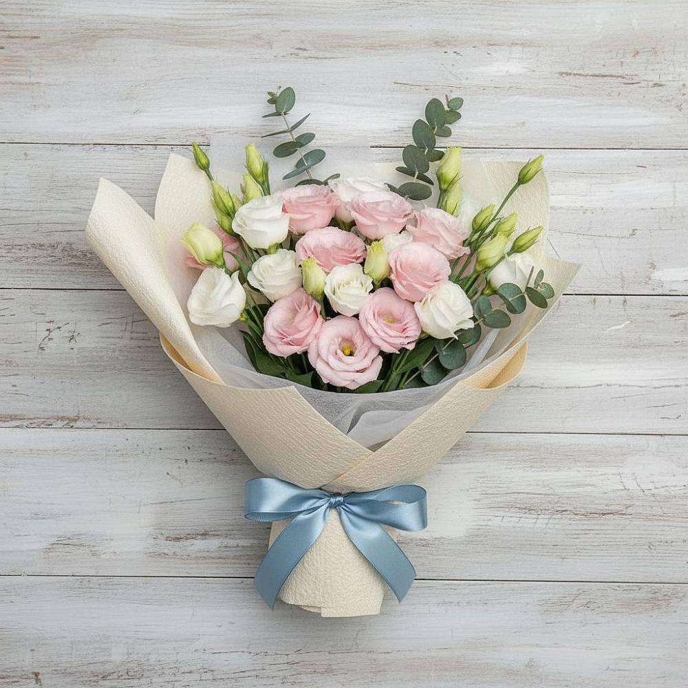 Букет цветов из: Лизиантусы в Троицком Сахалинской области